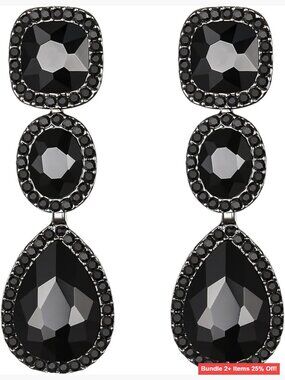 Austrian Crystal Teardrop Dangle Pierced Earrings for Bridal Wedding